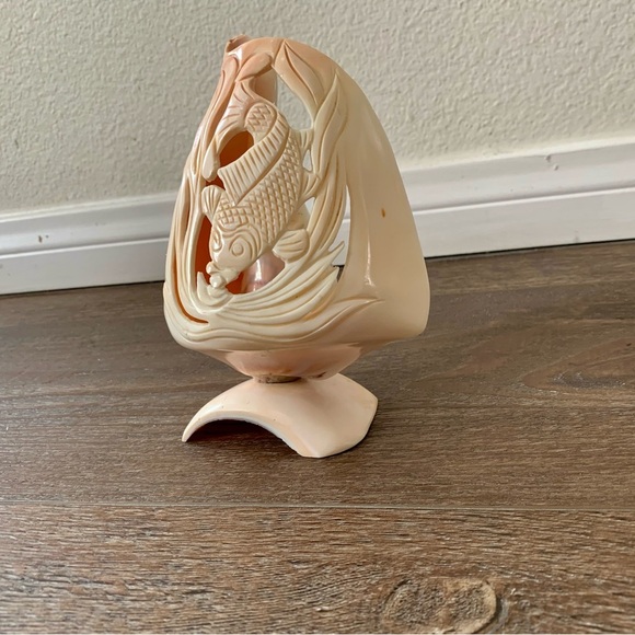 Vintage Large Hand Carving Figurine Shell 6 Inch - Picture 9 of 10